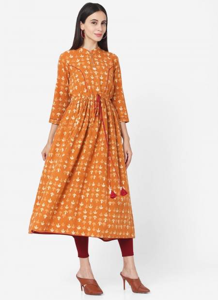 Saanjh 1034 New Designer Printed Rayon Ethnic Wear Long Kurti Collection